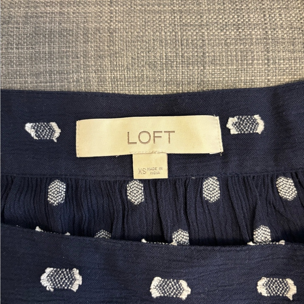 LOFT Blue Ruffled Tank Top - Picture 2 of 2